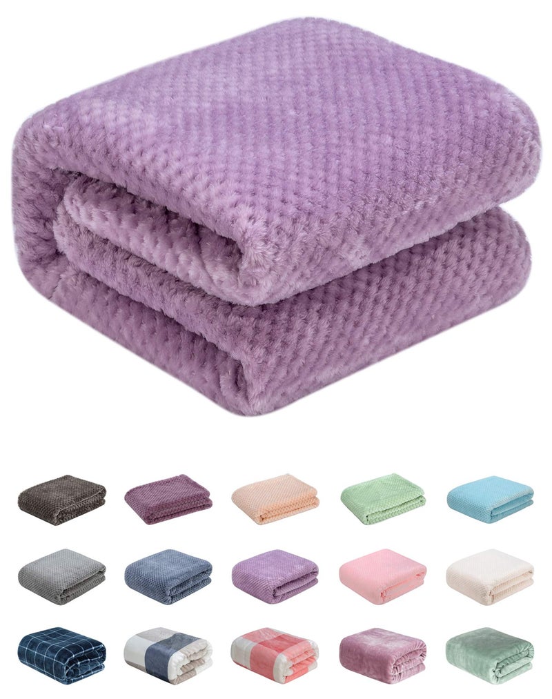 WONDER MIRACLE Fuzzy Throw Blanket, Plush Fleece Blankets for Adults, Toddler, Boys and Girls, Warm Soft Blankets and Throws for Bed, Couch, Sofa, Travel and Outdoor, Camping (Throw(50"x70"), L-Lavender) - Image 1